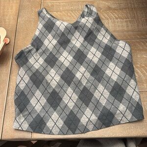 EUC Beyond Yoga Refocus Crop Tank Grey Argyle Small